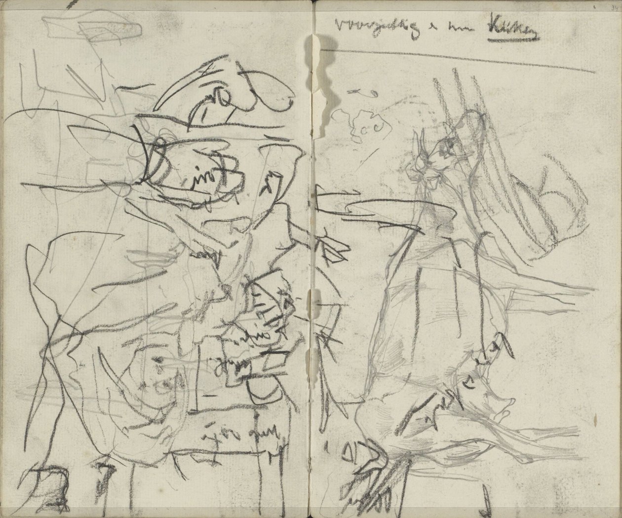 Study Sheet with Figures and a Cow by George Hendrik Breitner