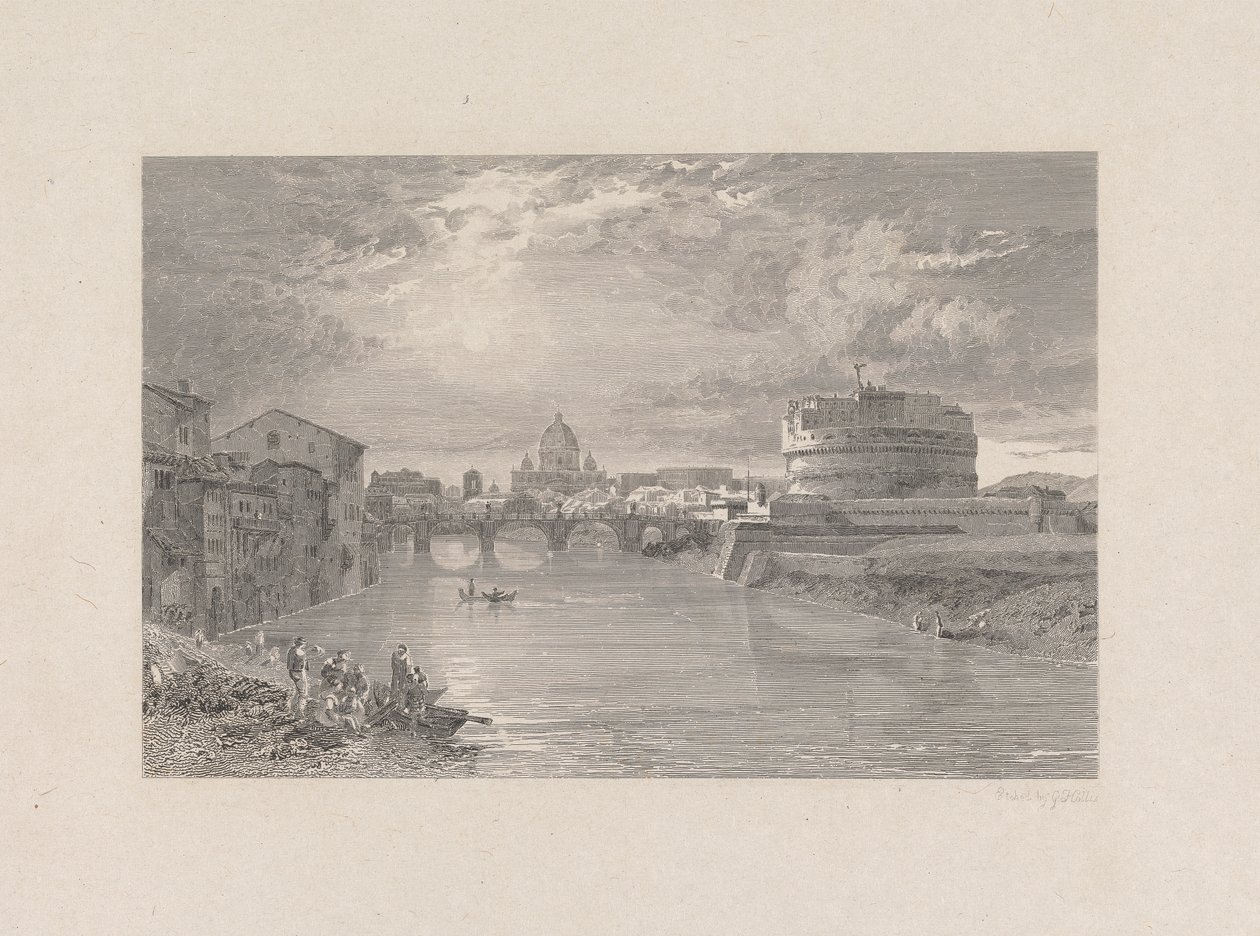 Rome; Bridge and Castle of St. Angelo on the Tyber by George Hollis