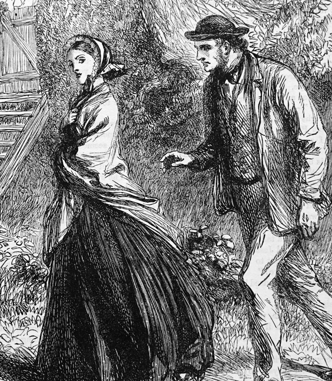 Illustration Depicting a Woman Refusing a Proposal from a Man by George Housman Thomas