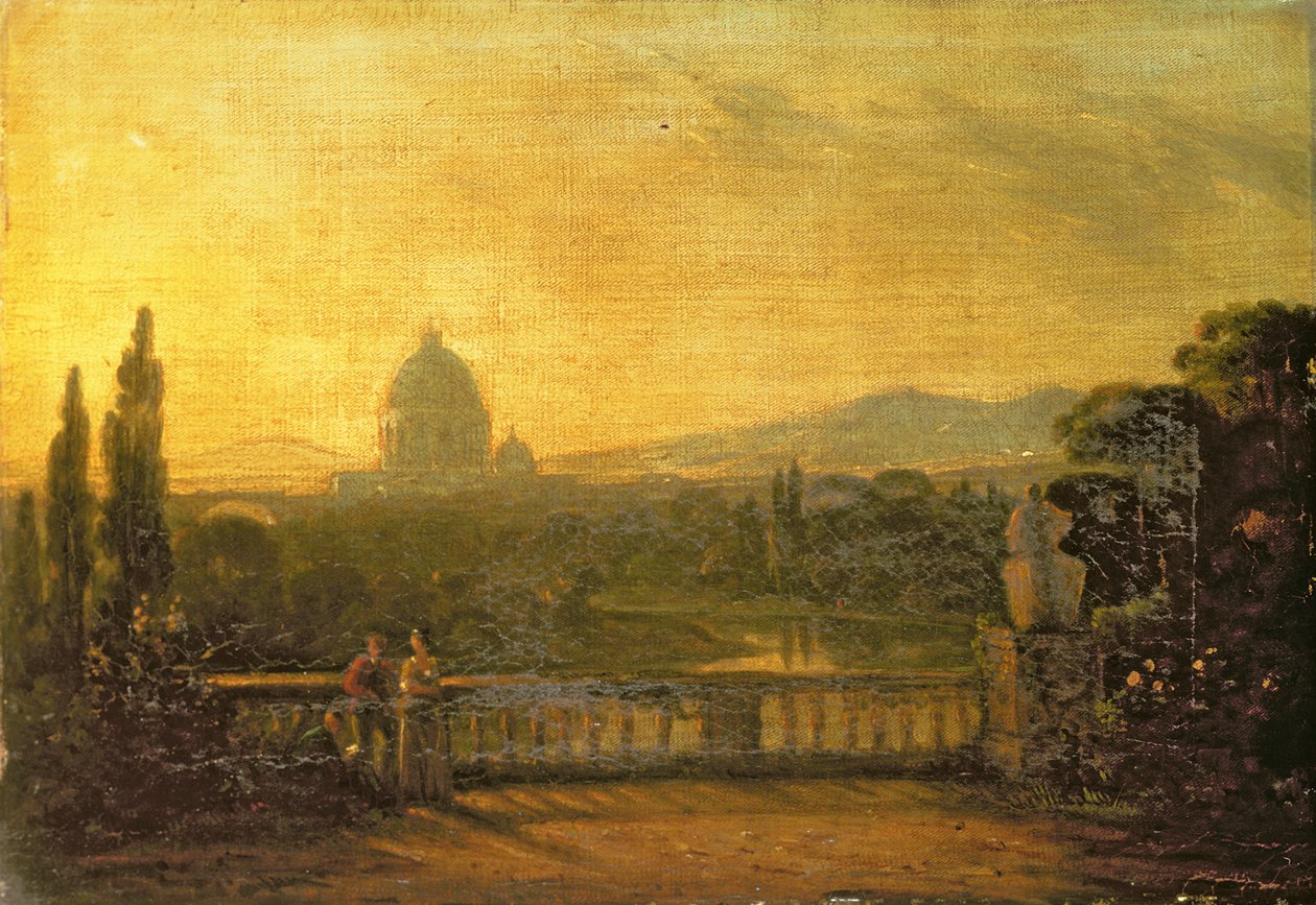Blick auf St. Peter, Rom von der Terrasse einer Villa