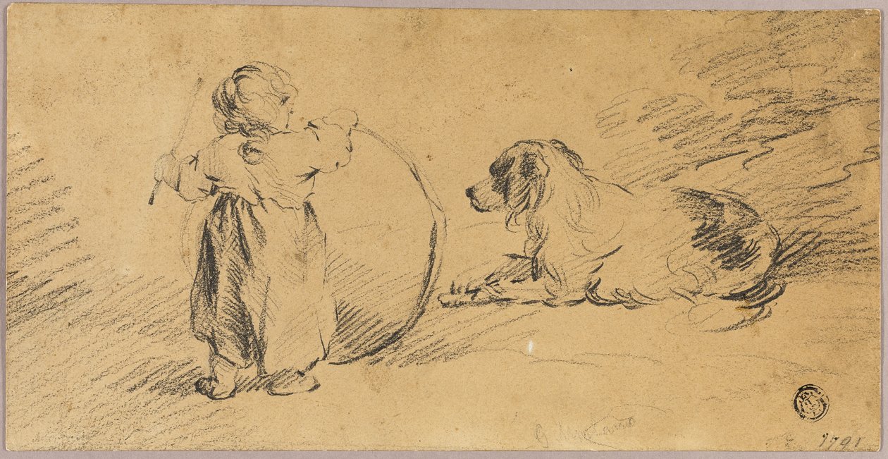 Child Playing with Ball and Dog by George Morland