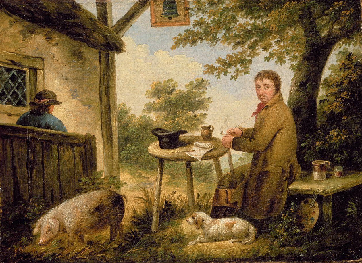 Portrait of the Artist Outside the Bell Inn by George Morland
