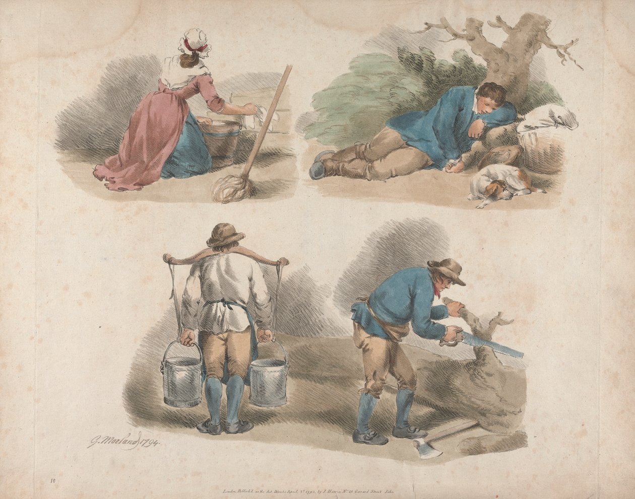 Set of Five: Studies of Laborers by George Morland