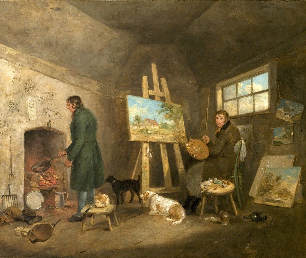 The Artist in His Studio and His Man Gibbs by George Morland