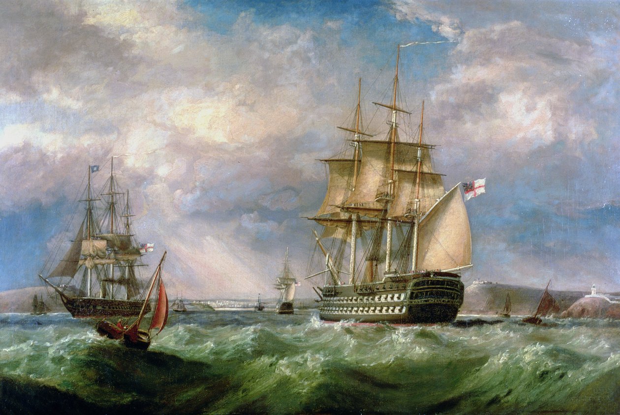 British Men-of-War Sailing into Cork Harbour