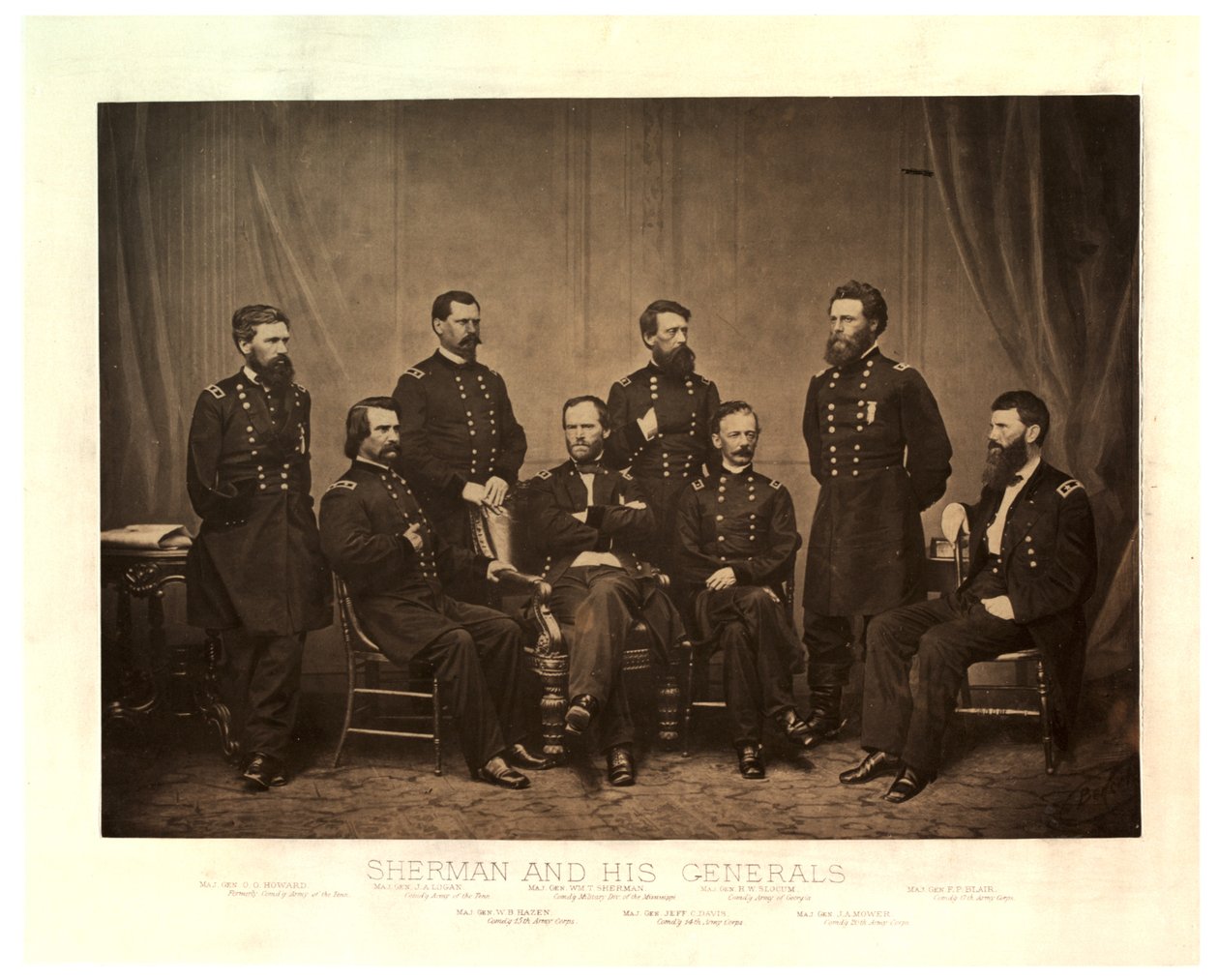 Sherman and his Generals [Blair added from another negative before printing], 1865 by George N. Barnard