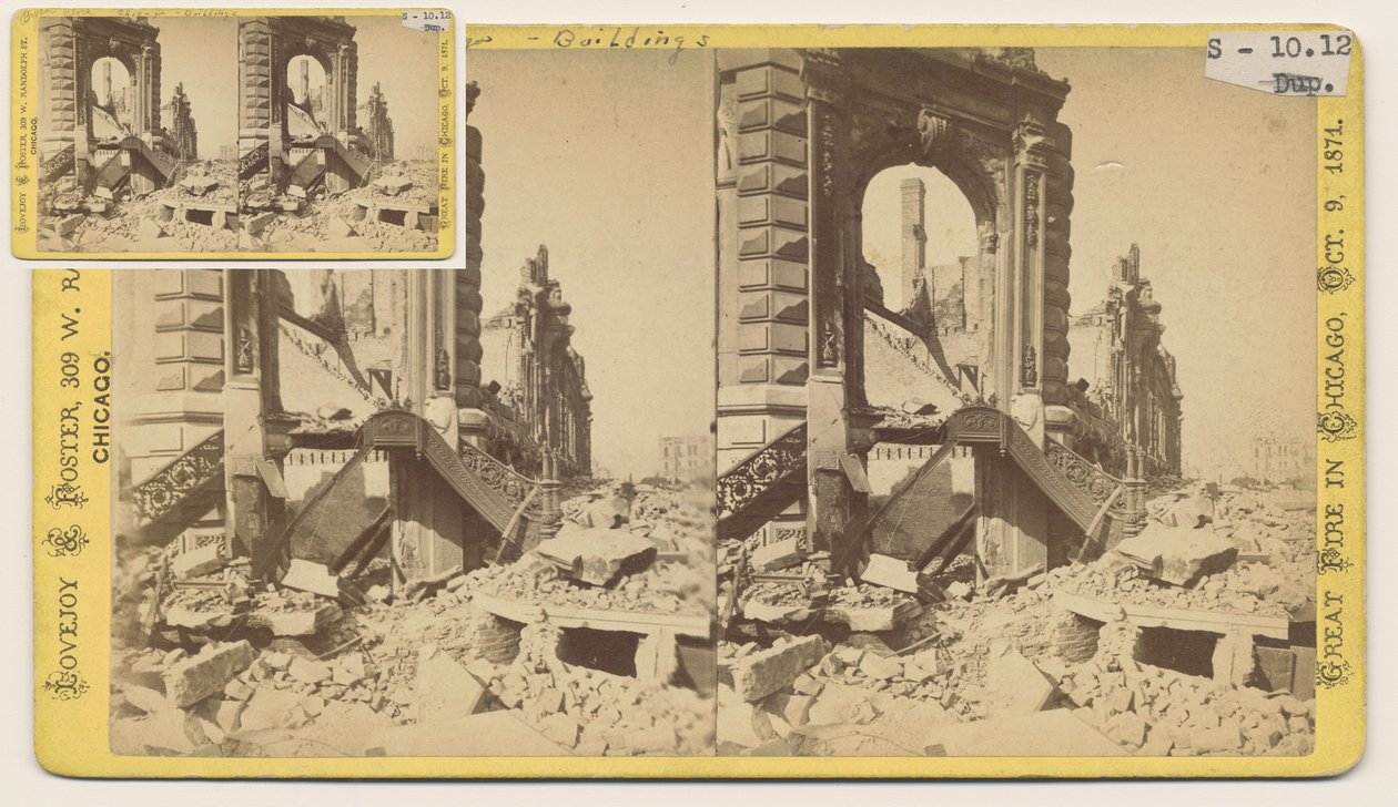 Stereograph of the Bryan Block at the Northwest Corner of Monroe and LaSalle Streets After the Chicago Fire of 1871, 1871 by George N. Barnard
