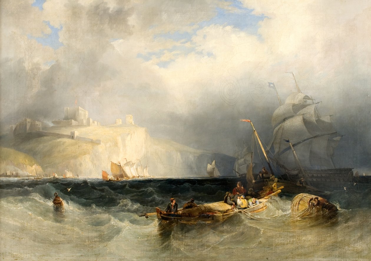 French Fishing Boats in a Gale of Wind Off Dover by George Philip Reinagle