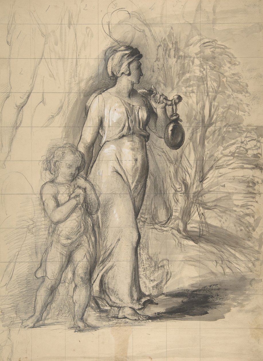 Hagar and Ishmael in the Wilderness (detail) by George Richmond