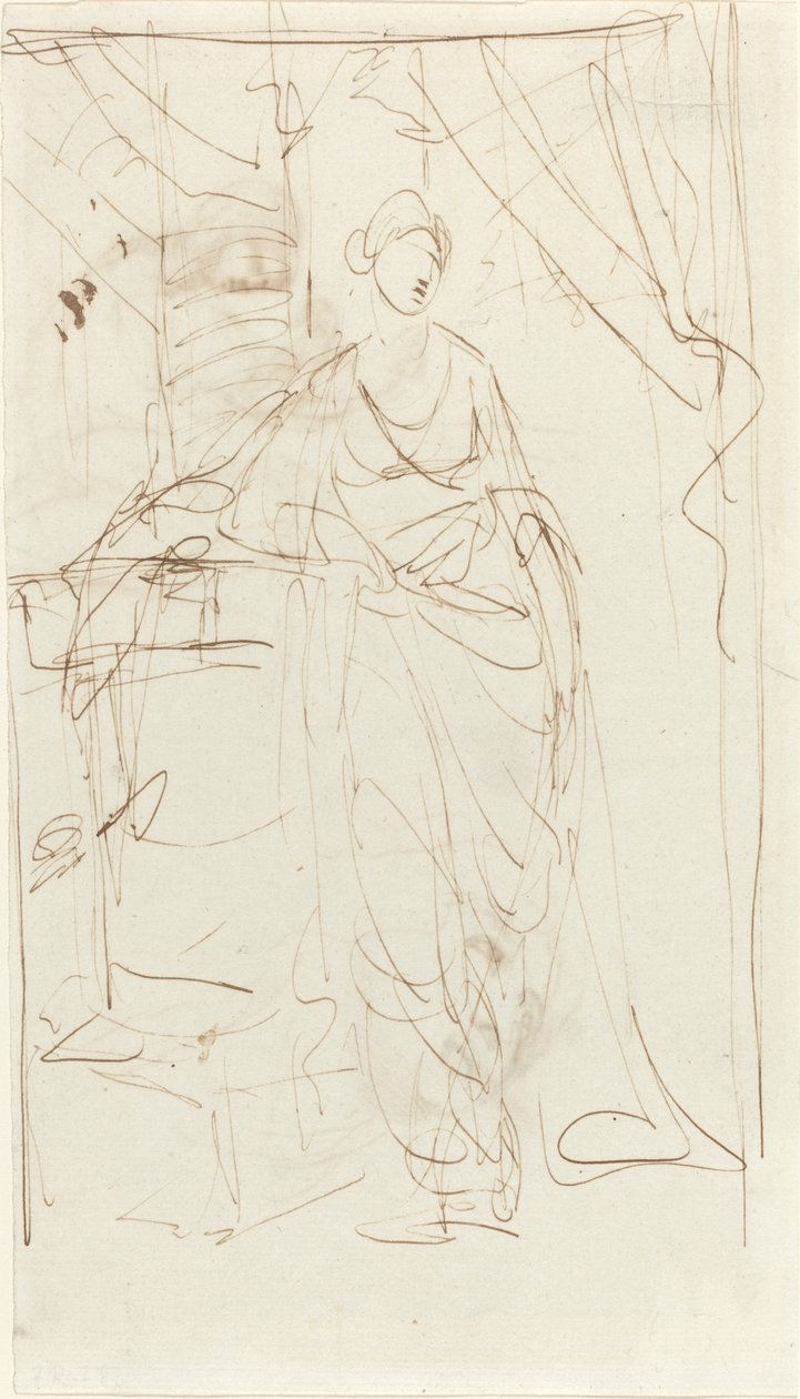 An Elegant Lady in Classical Dress by George Romney