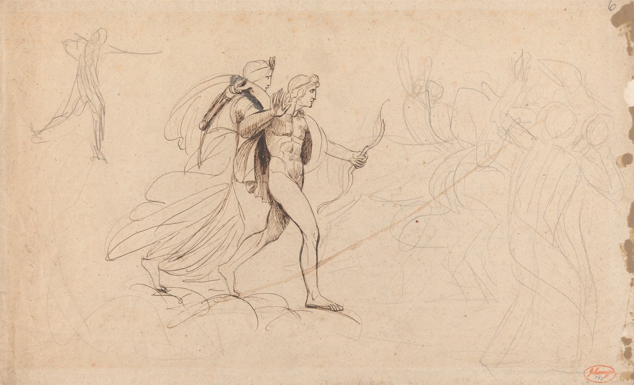Apollo, Diana, and Horseman for The Death of Niobe