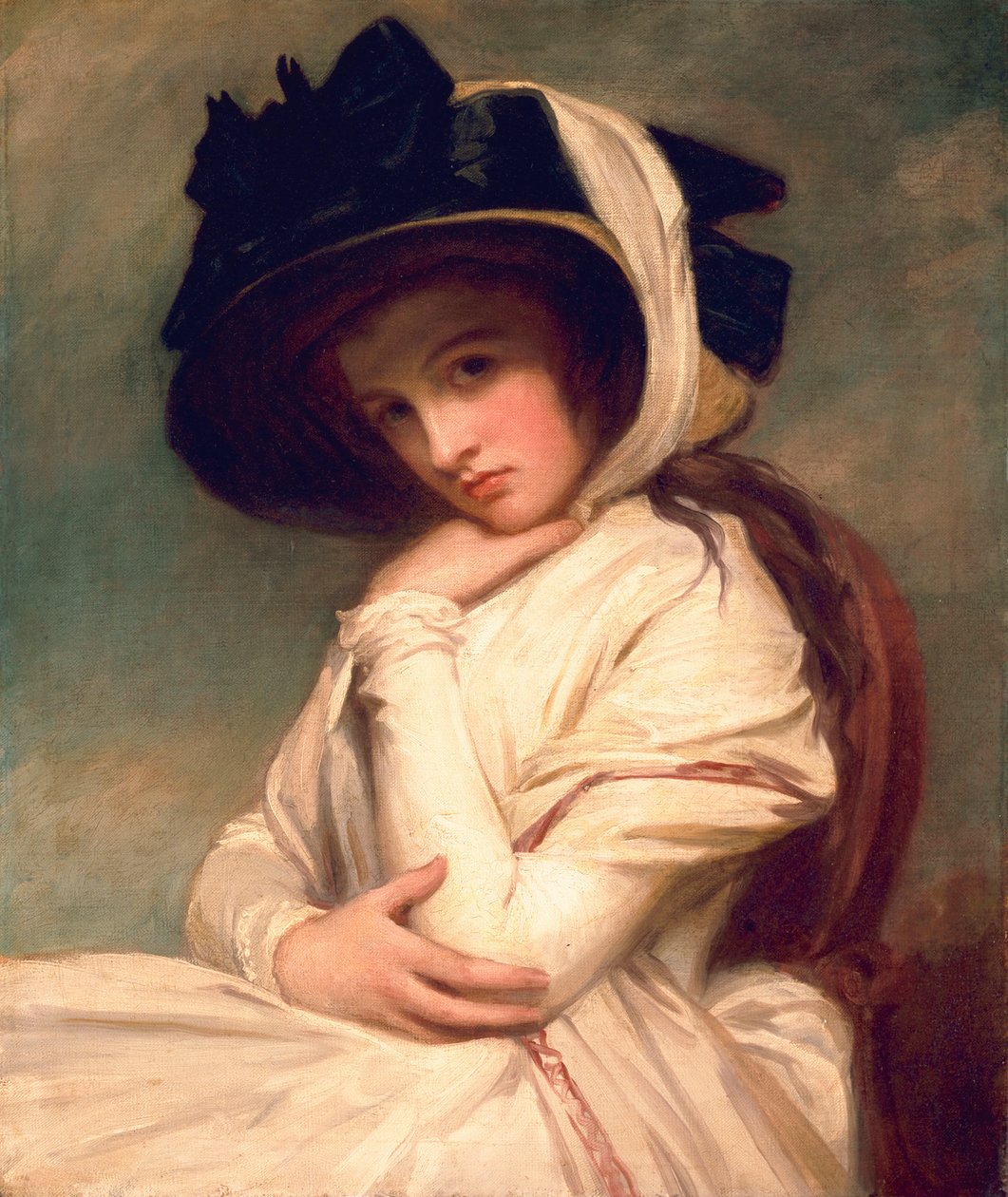 Emma Hart, later Lady Hamilton, in a straw hat, c.1782-94 by George Romney