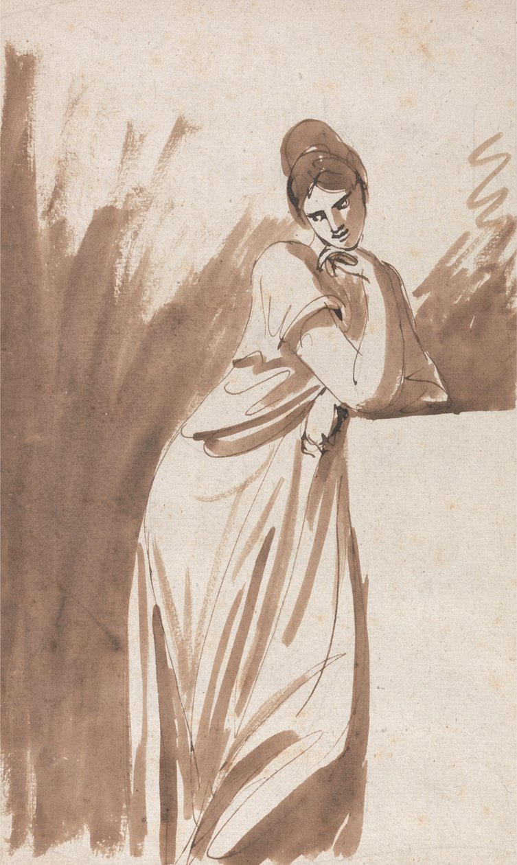Lady Leaning on a Column (Possibly a Sketch for 