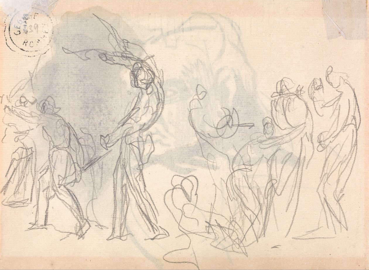 Men Going Out to Fight, with a Crowd of Cowering Women Behind by George Romney