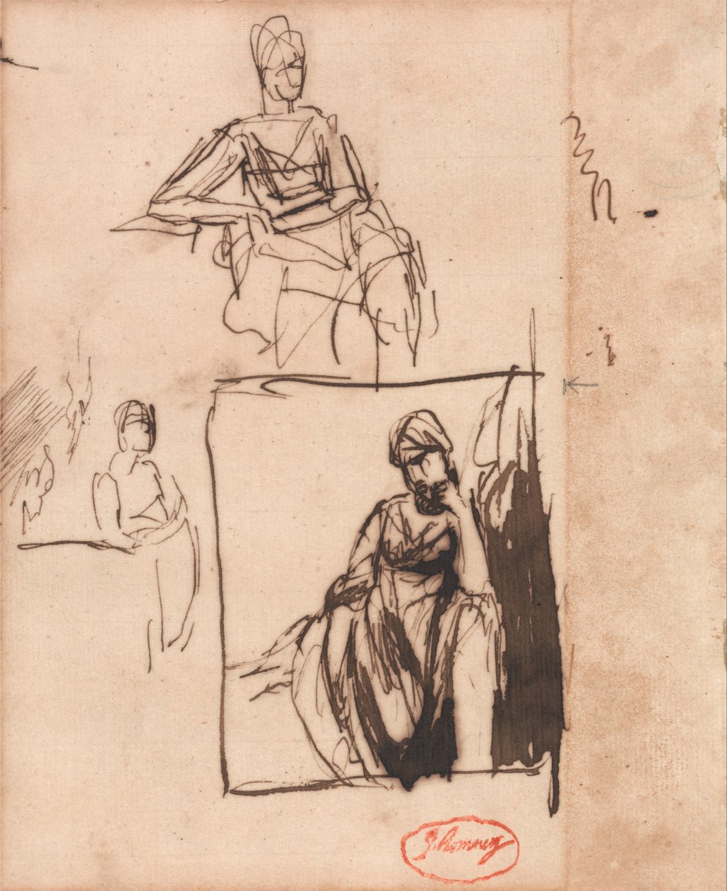Seated Woman: Three Poses by George Romney
