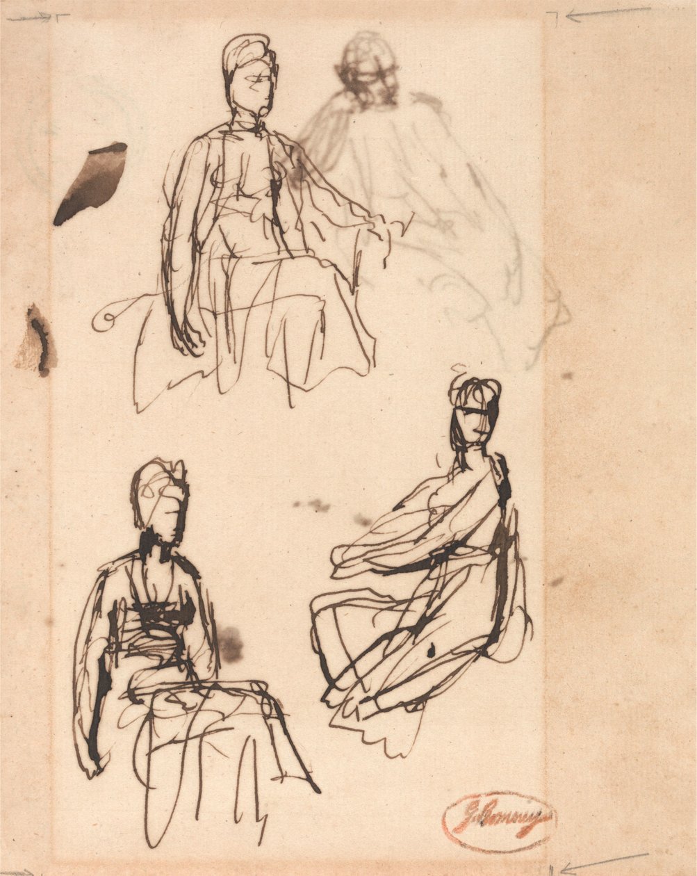 Seated Woman: Three Studies by George Romney