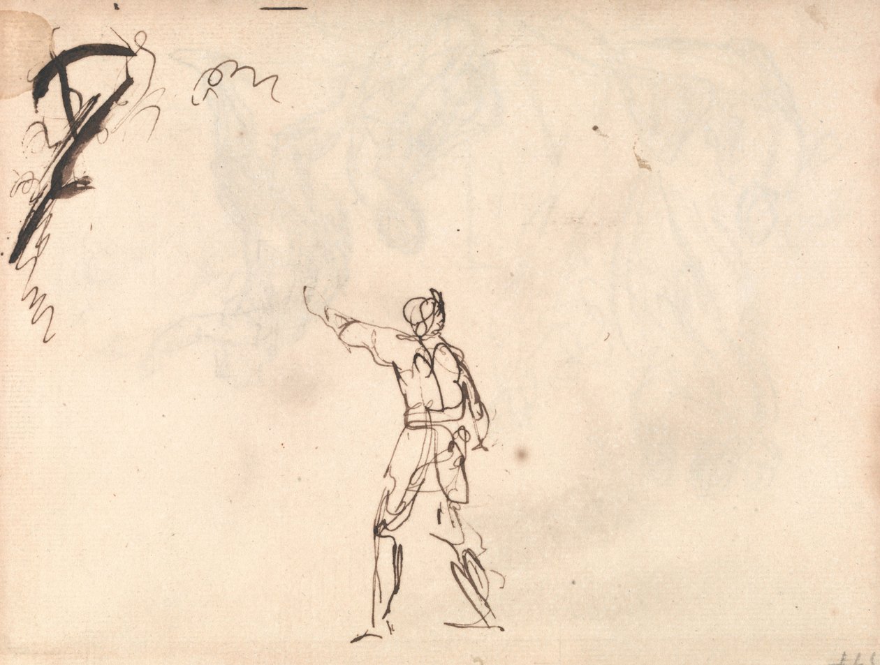 Standing Figure with Arm Upraised, Possibly Macbeth by George Romney
