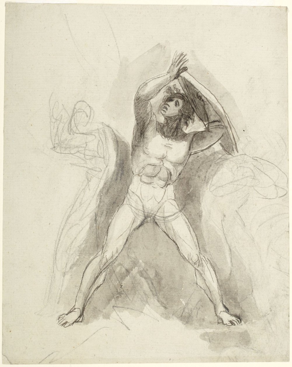 Standing Male Nude with Shield by George Romney