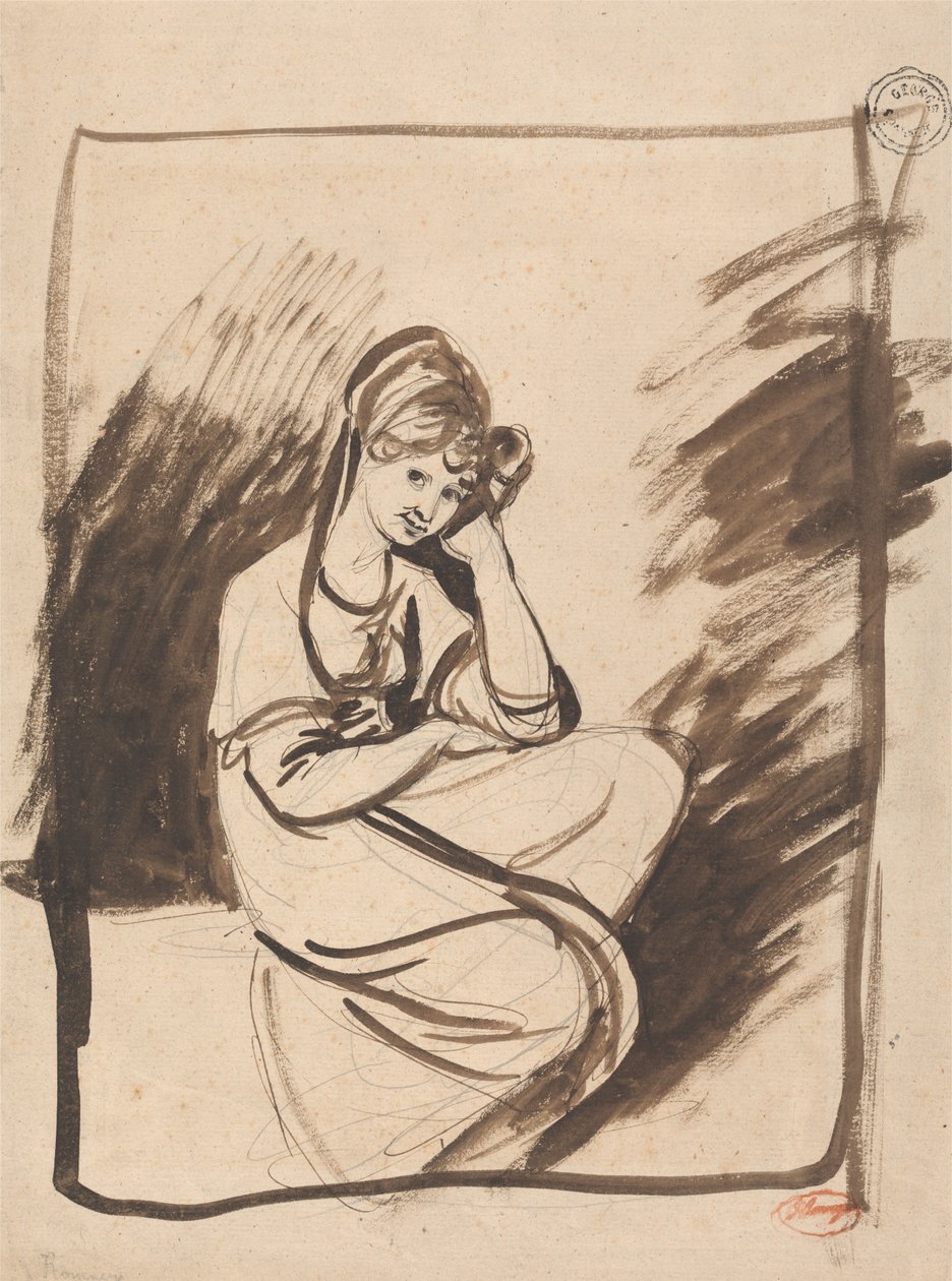 Study for the Portrait of a Lady, possibly Elizabeth, Countess of Derby by George Romney