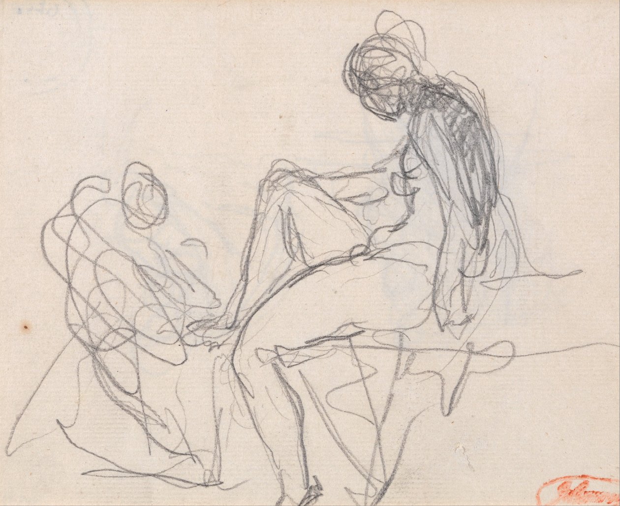 Two Figures: Probably for the Bath of Diana by George Romney