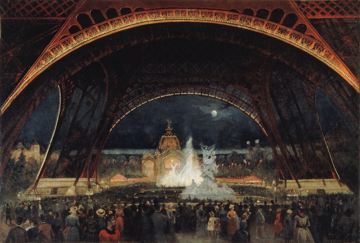 Night Festival at the 1889 Universal Exposition, under the Eiffel Tower, c. 1889 by George Roux