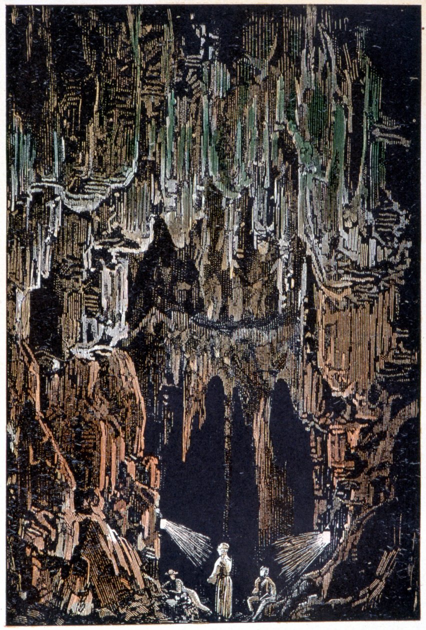 The lamps were hung on a lava protrusion in 
