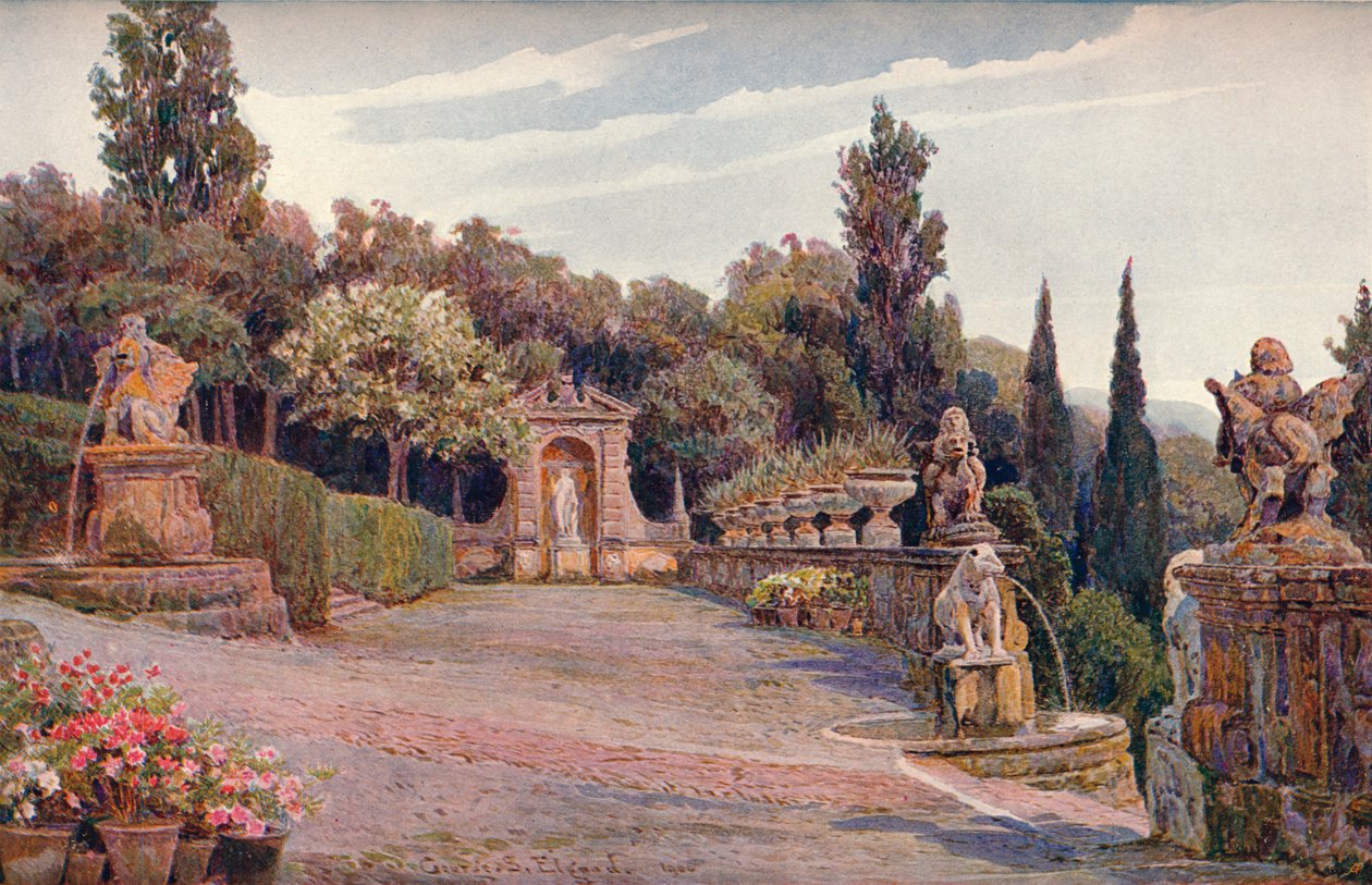 Upper Terrace, Villa Imperiale, Genoa by George Samuel Elgood