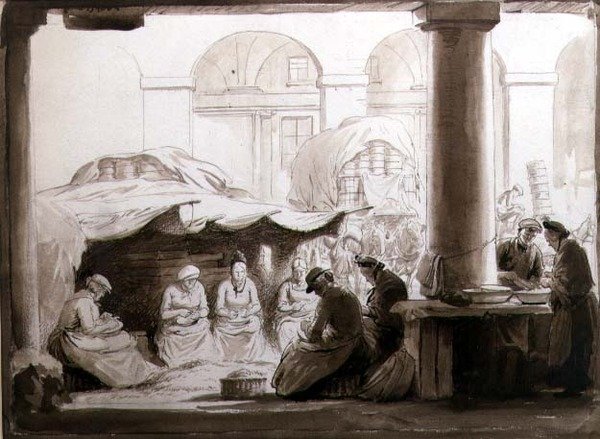 Shelling Peas, Covent Garden by George Soper