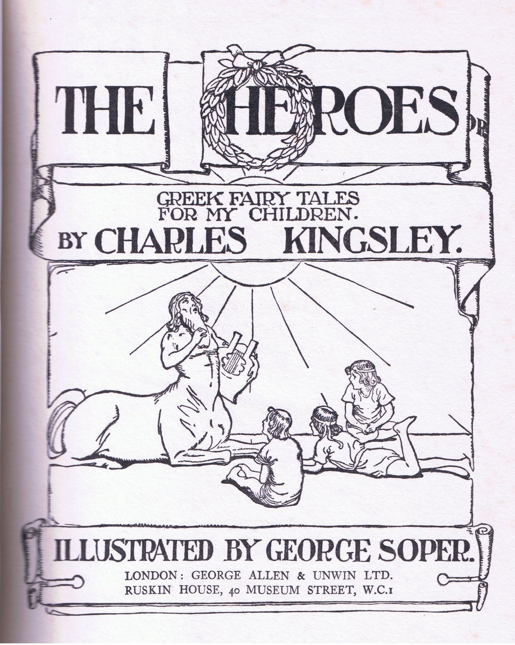 Title page design, from The Heroes published by George Allen and Unwin 1929 by George Soper