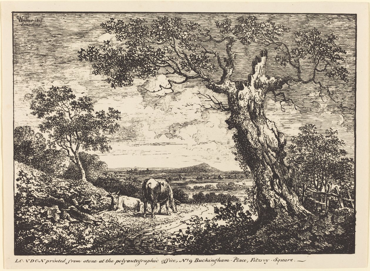 Landscape with Two Cows by George Walker