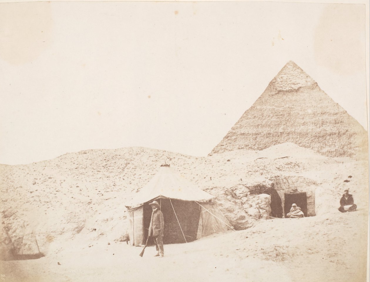 The Photographer before his Tent on the Site of the Pyramid of Khafre Chephren by George Wilson Bridges