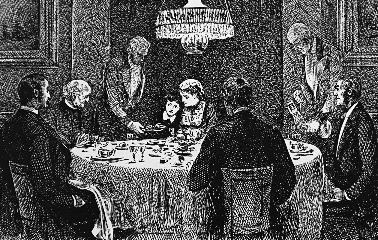 An Upper Class Family at the Table by George du Maurier