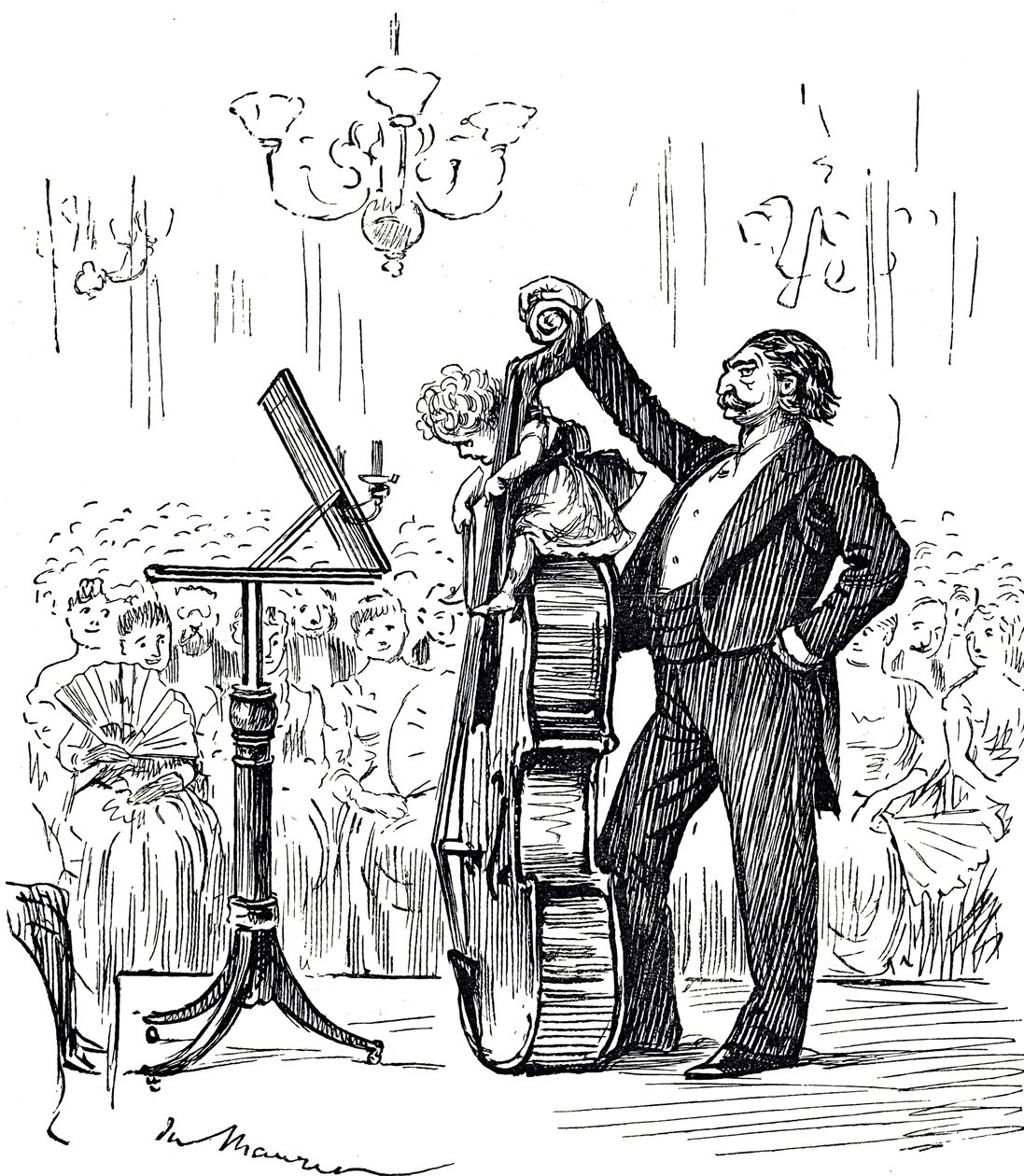 Cartoon Commenting on Musical Prodigies Who Seemed to Be Getting Younger and Younger by George du Maurier