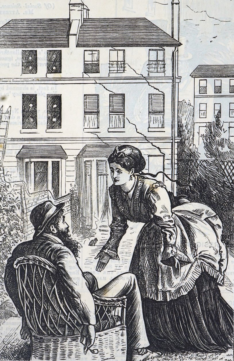 Cartoon commenting on rapid urban expansion and Jerry-building by George du Maurier