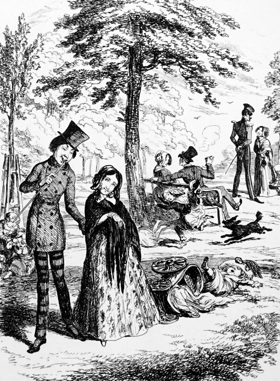 Cartoon Depicting a Domestic Servant Walking with Her Lover by George du Maurier by George du Maurier