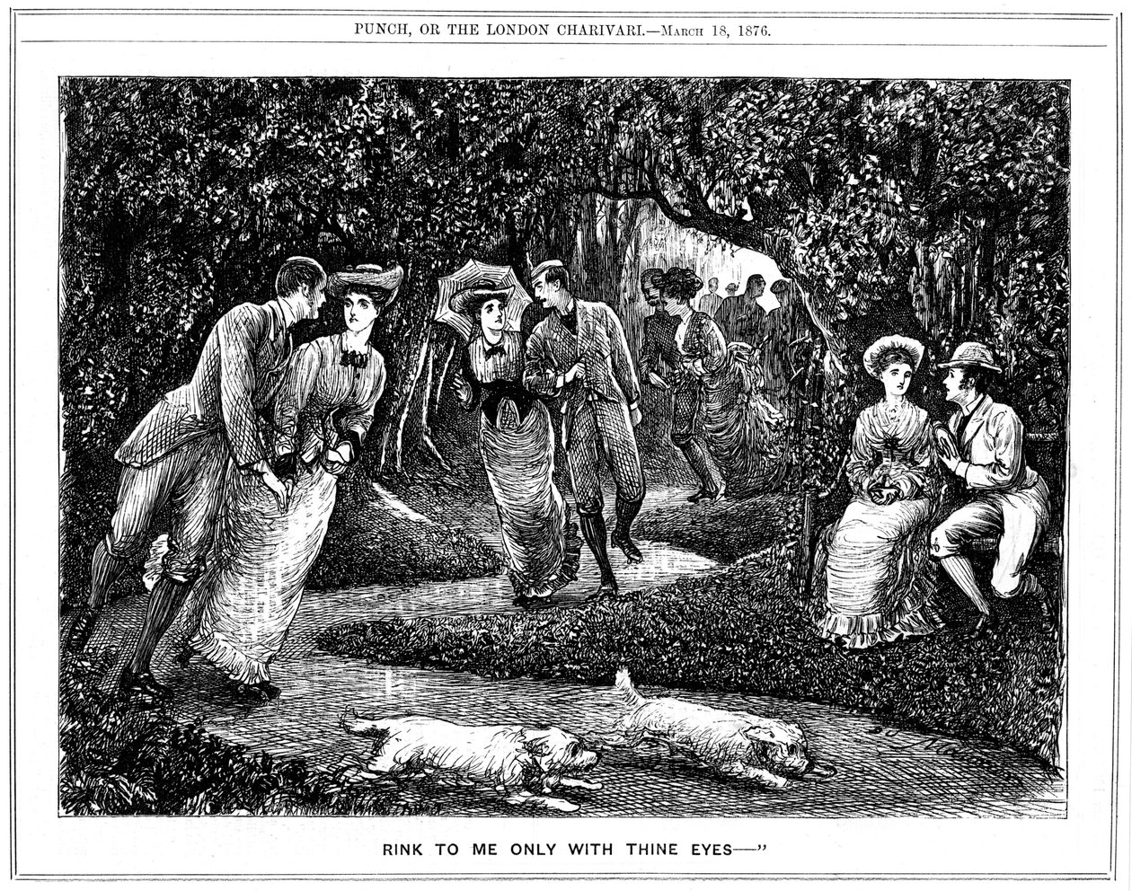 Increasing Popularity of the Roller Skate. George du Maurier Cartoon from Punch by George du Maurier