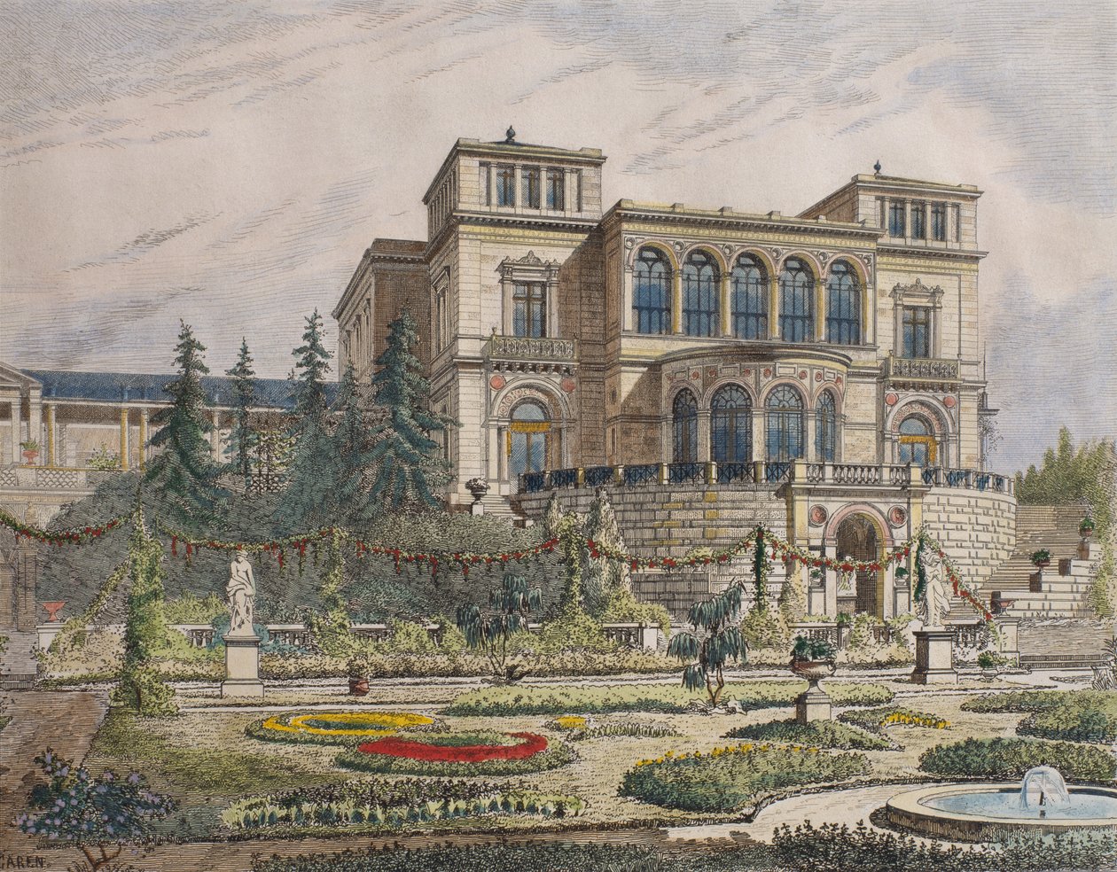 Castle Near Stuttgart, Veranda Facade, Illustration from 