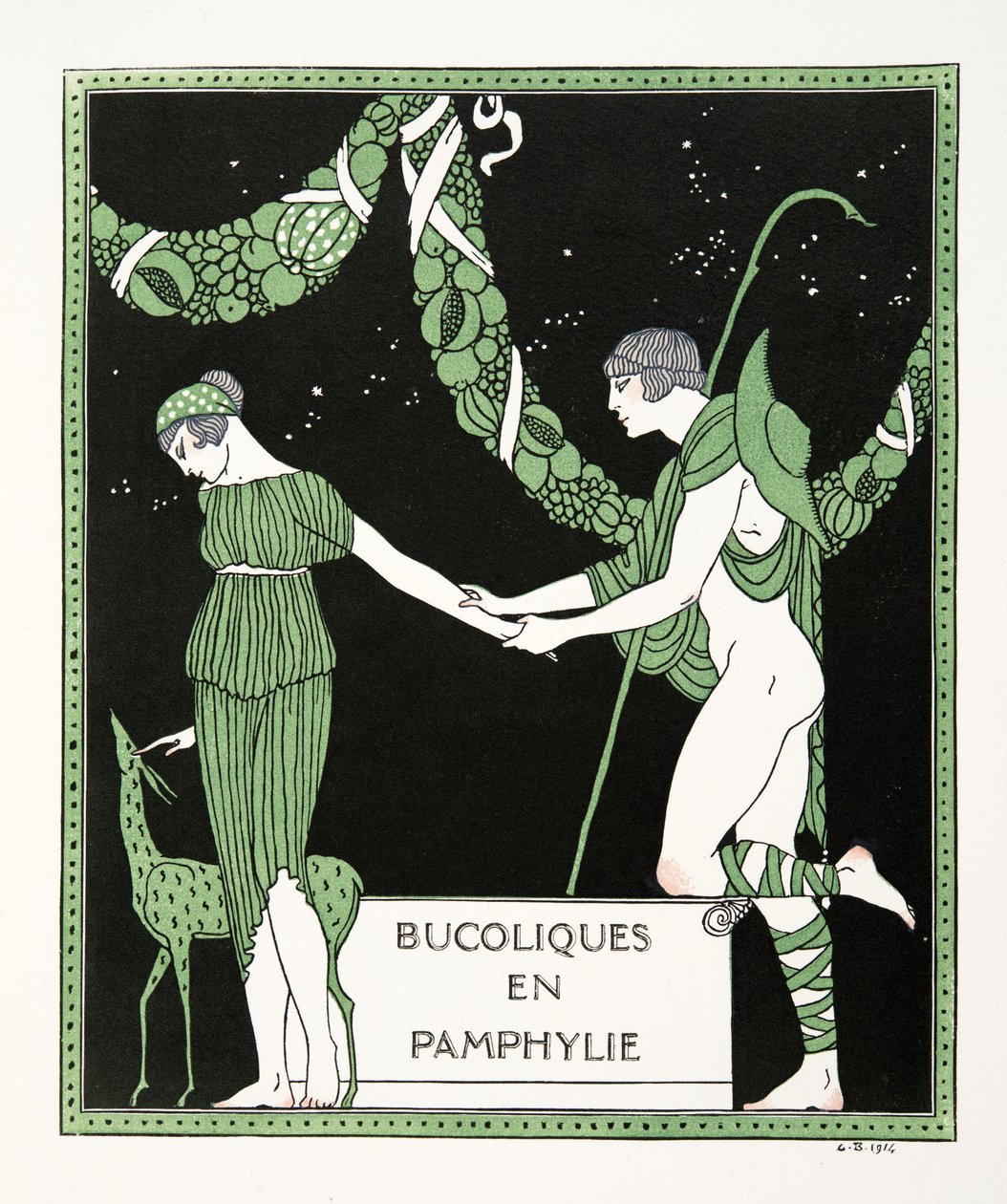 Bucoloques en Pamphylie, illustration from Les Chansons de Bilitis by Pierre Louys by Georges Barbier