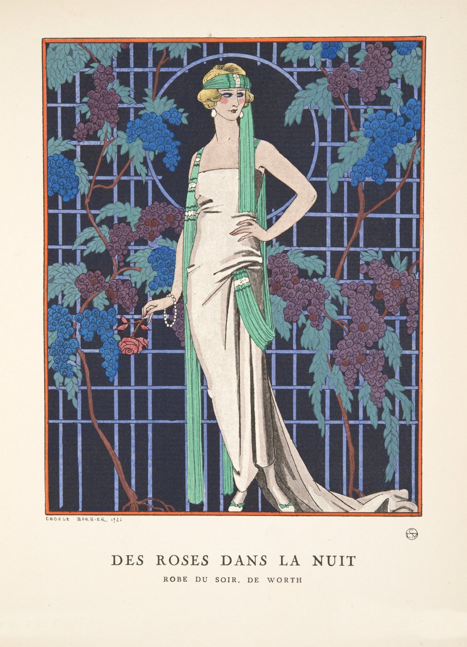 Des Roses dans la Nuit, from a Collection of Fashion Plates by Georges Barbier