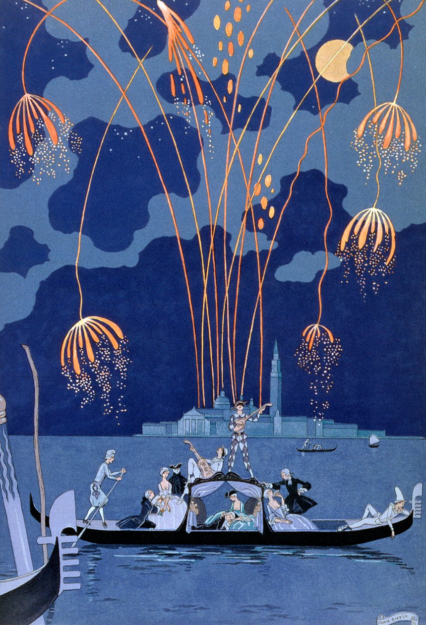 Fireworks in Venice by Georges Barbier