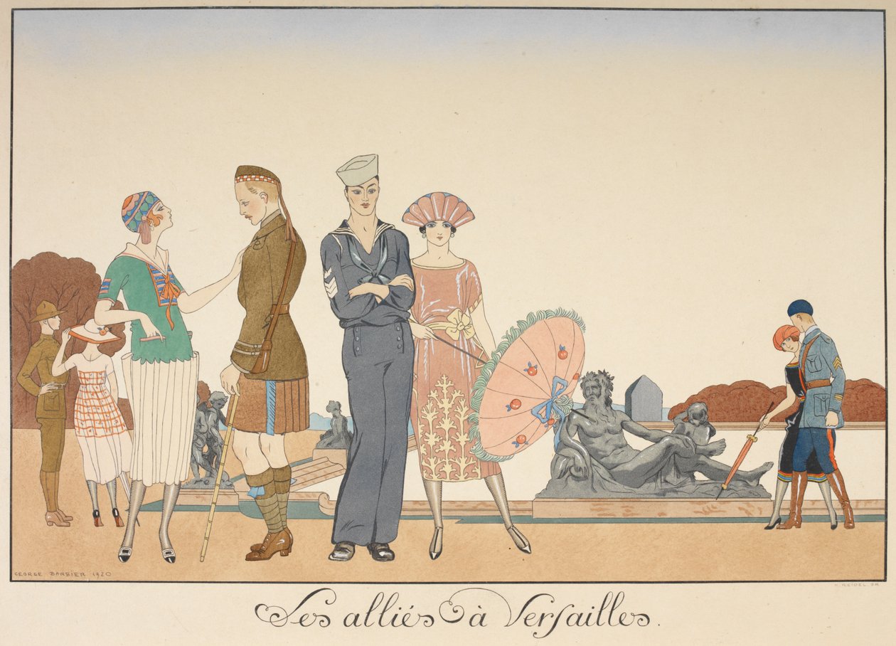 Various representations of soldiers of the allies by Georges Barbier