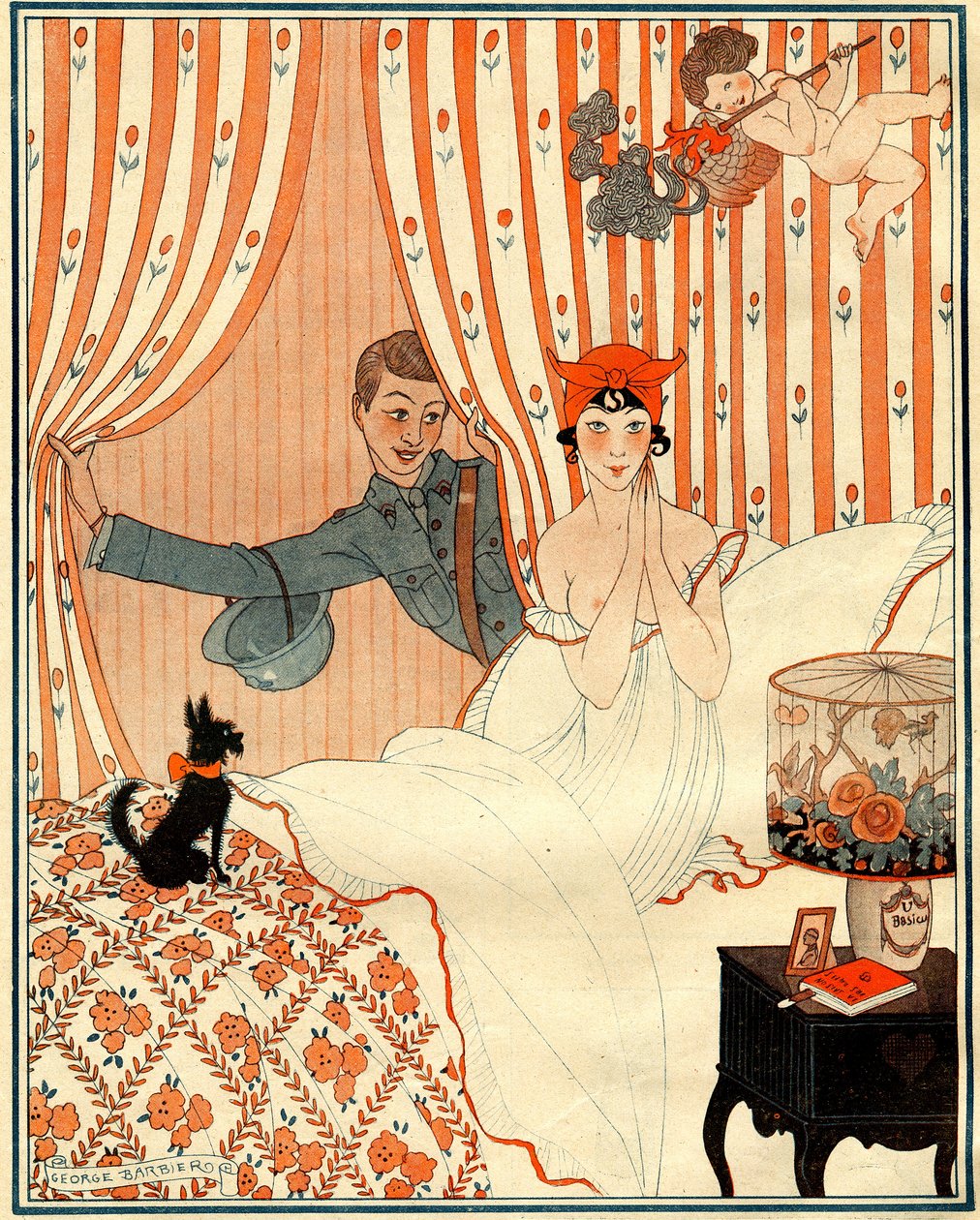 The Unplanned Return... Or the Alarm Clock - Illustration from La Vie Parisienne by Georges Barbier