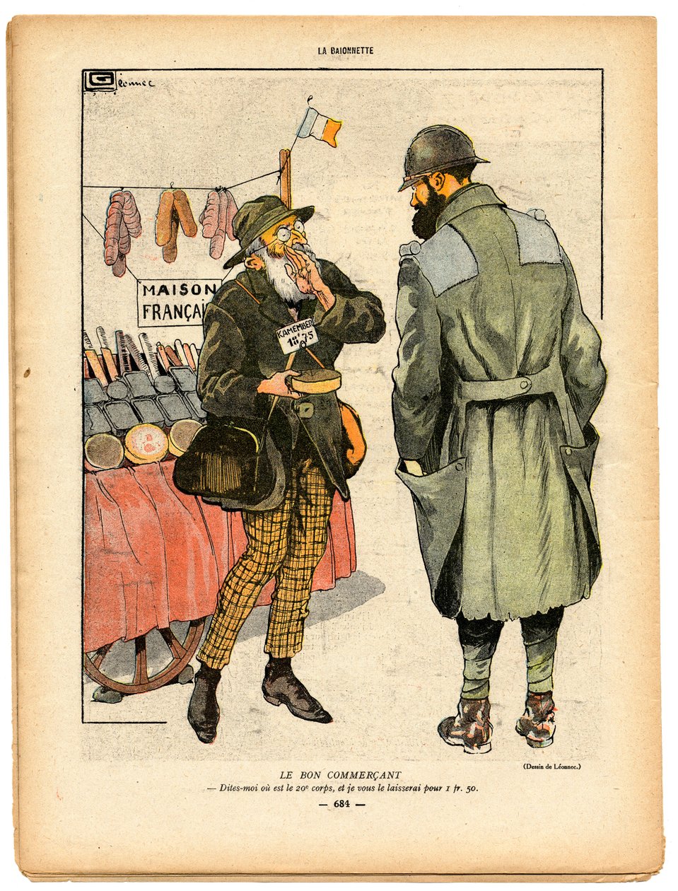 La Baionnette, Satirical in Colors by Georges Leonnec