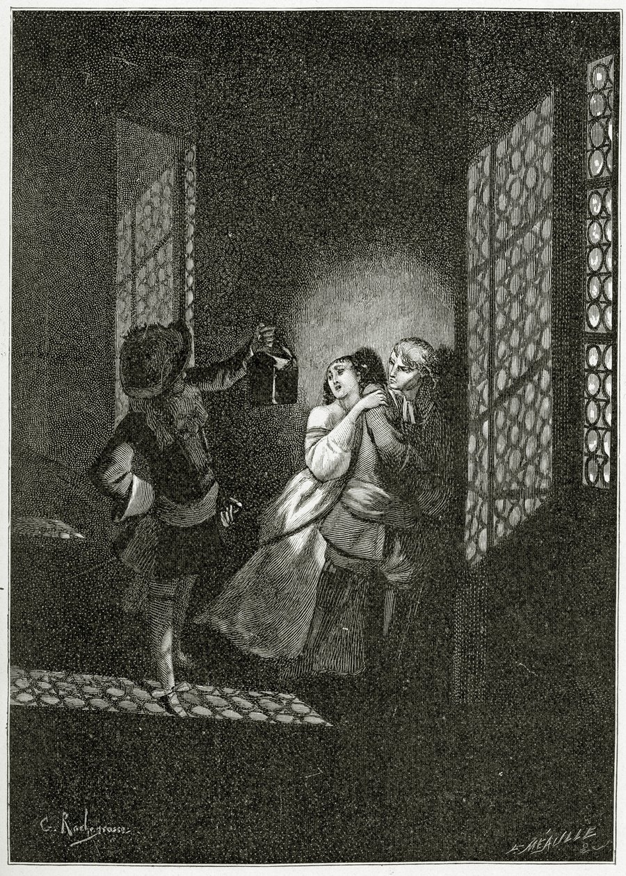 The Lovers Ethel and Ordener are Caught by Lieutenant d’Alpheld - Illustration from Han d’Islande, 19th Century by Georges Marie Rochegrosse