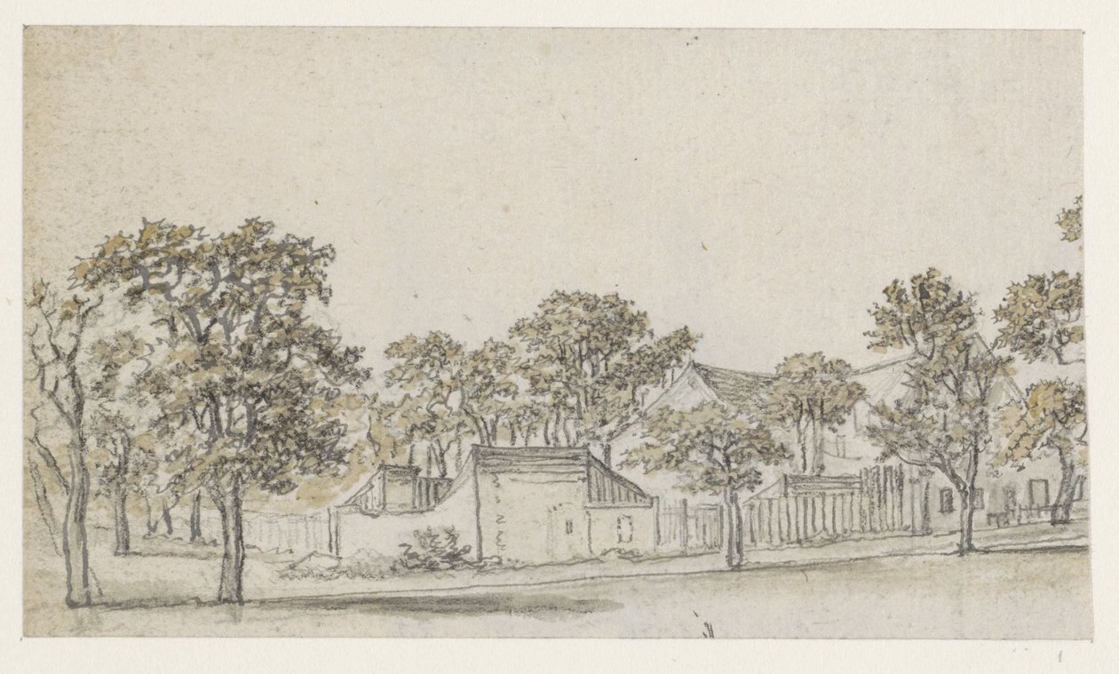 Group of Houses Among Trees by Georges Michel