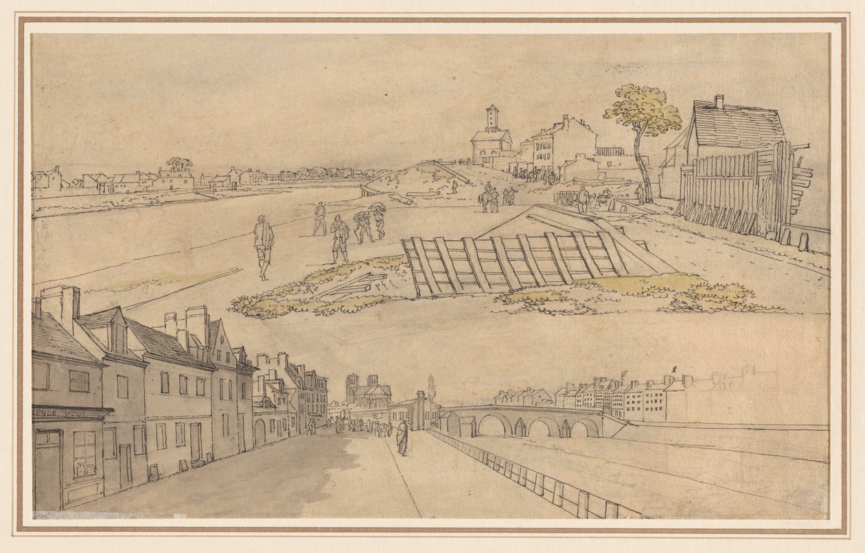 Two Views of Paris, first half 1800s by Georges Michel