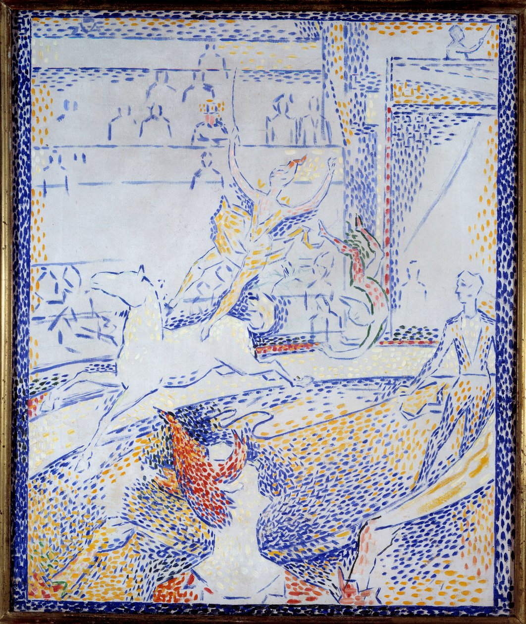 Circus. A dancer doing an acrobatic number on horseback and a clown. Sketch by Georges Seurat (1859-1891) by Georges Pierre Seurat