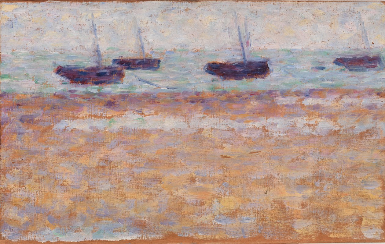 Four Boats at Grandcamp by Georges Seurat