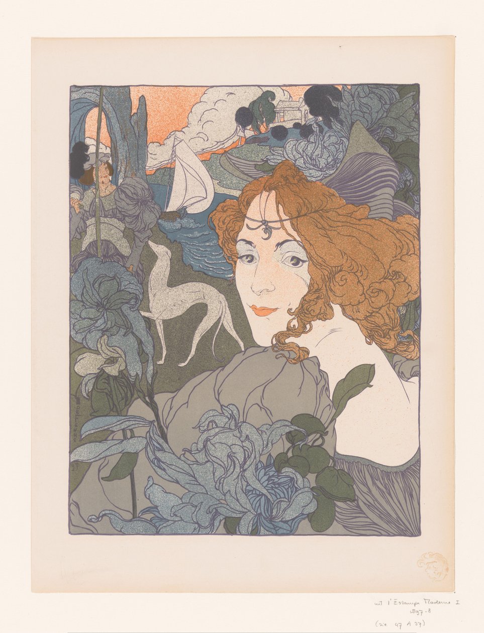 Lady with Nobleman and Greyhound by a River by Georges de Feure