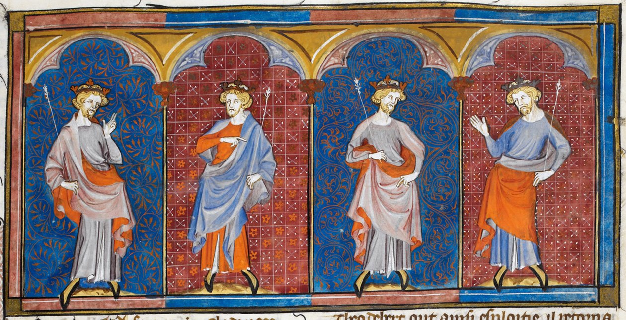 Clodomire, Childebert, Theodoric, and Clothaire, from Chroniques de France ou de St Denis, 14th Century by Georgia Levan Ramishvili from Tbilisi